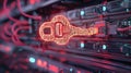Unlocking the Future of Digital Protection with Key Technology Across Network Servers Royalty Free Stock Photo