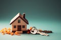 Unlocking Home Dreams Miniature House and Key in a Conceptual Real Estate Image. created with Generative AI