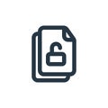 unlocking icon vector from file and folder concept. Thin line illustration of unlocking editable stroke. unlocking linear sign for