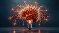 Unlocking Innovation A Brain Illuminated by Glowing Ideas, Wise Thoughts, and Understanding Innovation, A Visual Representation of