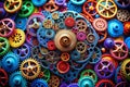 Unlocking Innovation A Vibrant Visual Concept of Brainstorming Gears and the Human Mind for Creative Problem Solving