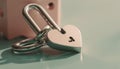 Unlocking love strength with secure metal heart padlock symbol generated by AI