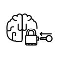 Unlocking Mind Black And White Icon Illustration Royalty Free Stock Photo