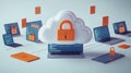 Unlocking the Secrets of Digital Security: Exploring the Cloud with a Lock that Represents Our Protective Future Royalty Free Stock Photo
