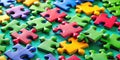 Unlocking Solutions Vertical Green Jigsaw Puzzle Pieces Abstract ProblemSolving Concept Image for Educational Design