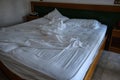 Unmade bed in the morning Royalty Free Stock Photo