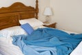 Unmade Messy Bed, Home Bedroom Royalty Free Stock Photo