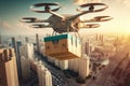 Unmanned Aerial Vehicles Delivering Packages in a Busy Metropolis