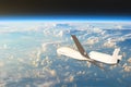 Unmanned aircraft flying in the upper atmosphere, the study of the gas shells of the planet Earth. Elements of this image Royalty Free Stock Photo