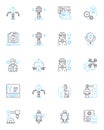 Unmanned aircraft linear icons set. Drs, Quadcopters, UAS, UAVs, Remotely Piloted Vehicles, Flying Robots, Helicopters