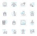 Unmanned aircraft linear icons set. Drs, Quadcopters, UAS, UAVs, Remotely Piloted Vehicles, Flying Robots, Helicopters