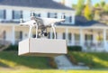 Unmanned Aircraft System UAV Quadcopter Drone Delivering Packa Royalty Free Stock Photo