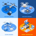 Unmanned Aircrafts Isometric Compositions