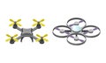 Unmanned aircrafts set, Drones and quadcopter modern wireless devices isometric vector illustration