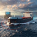 An unmanned cargo ship navigating rough seas Royalty Free Stock Photo