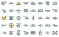 Unmanned taxi drive icons set vector color