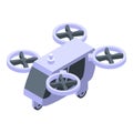 Unmanned taxi drone icon, isometric style