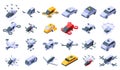 Unmanned taxi icons set, isometric style Royalty Free Stock Photo