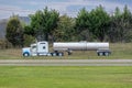 Unmarked Gasoline Delivery Tanker Truck On Freeway Royalty Free Stock Photo