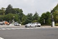 Unmarked police car blocking off Third Street as a security barrier, near the Justice for J6 Protest Royalty Free Stock Photo