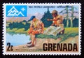 Unused postage stamp Grenada 1975, Survival map reading