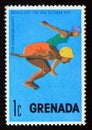 Unused postage stamp Grenada 1975, Swimming sport