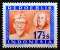 Unused postage stamp Republic Indonesia 1948, H. A. Salim and B. Franklin