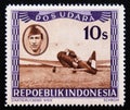 Unused postage stamp Republic Indonesia 1948, Warplane and soldier