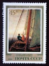 Postage stamp Soviet Union, CCCP, 1983, On Board a Sailing Vessel, Caspar David Friedrich