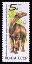 Postage stamp Soviet Union, CCCP, 1990, Indricotherium dinosaur