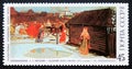 Postage stamp Soviet Union, CCCP, 1986, Wedding Procession in Moscow, Andrei Ryabushkin 1901 Royalty Free Stock Photo