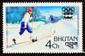 Unused post stamp Bhutan 1976, Cross country skiing winter sports