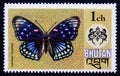 Unused post stamp Bhutan 1975, Eastern Courtier, Sephisa chandra butterfly