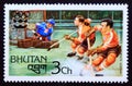 Unused post stamp Bhutan 1976, Ice hockey winter sports