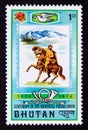 Unused post stamp Bhutan 1974, Mailman on Horseback