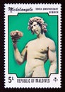 Unused post stamp Maldives 1975, Bacchus statue Michelangelo