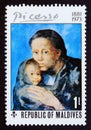 Unused post stamp Maldives 1974, Motherhood painting Picasso