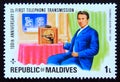 Unused post stamp Maldives 1976, Thomas Alva Edison, 1847 1931, inventor Royalty Free Stock Photo