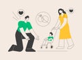 Unmarried parents abstract concept vector illustration. Royalty Free Stock Photo