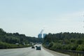 View of the A2 motorway and Scholven coal power station.