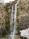 An unnamed waterfall in the canyon of the Fallenbach alpine stream above the Lake Walen or Lake Walenstadt Walensee, Amden