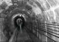 Unnel connecting underground constructions at Fort de Mutzig, Fortress of Kaiser Willheim II, Dutch Tilt, B&W