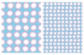 Simple Polka Dots Vector Pattern. Pink and White Circles Isolated on a Light Blue Background. F Royalty Free Stock Photo