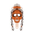 Funny skull of a girl with pigtails