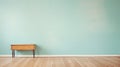 Empty Room With Wooden Table and Blue Wall. Copy space