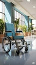 Unoccupied space features wheelchair, representing dedicated assistance for disabled patients