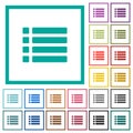 Unordered list flat color icons with quadrant frames