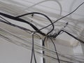 Unorganised wires on a building site