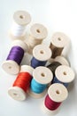 Unorganized colorful spools thread