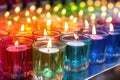 unpackaged candles with a rainbow of colors reflected in light Royalty Free Stock Photo